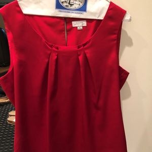 Tahari Red Satin Sleeveless Blouse